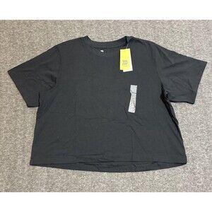 All In Motion Women's Blouse Short Sleeve Boxy Fit Black Extra Large